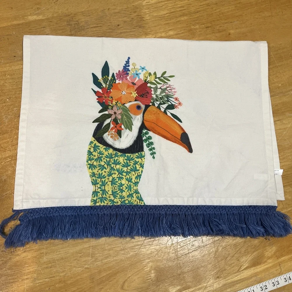 Mia Charro For Anthropologie Toucan In Floral Top Kitchen Towel See Pics‎